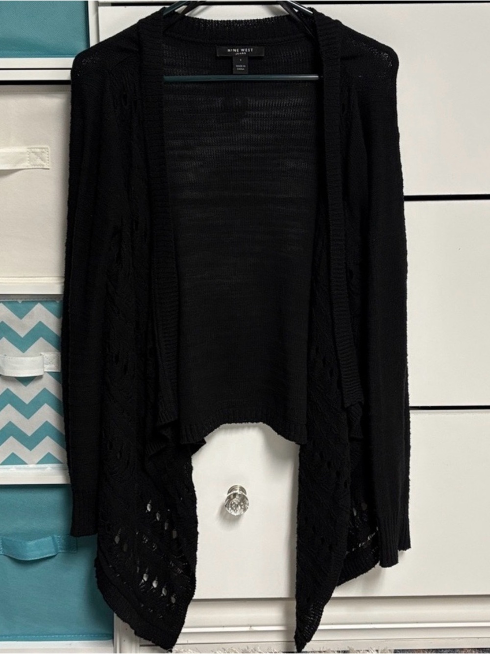 Nine West Crochet detail-Black Cardigan Sweater. Women’s Small.